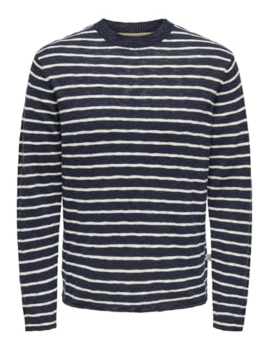 ONLY & SONS Onsdanny Reg LS Stripe Crew Knit Maglione Uomo L a Righe