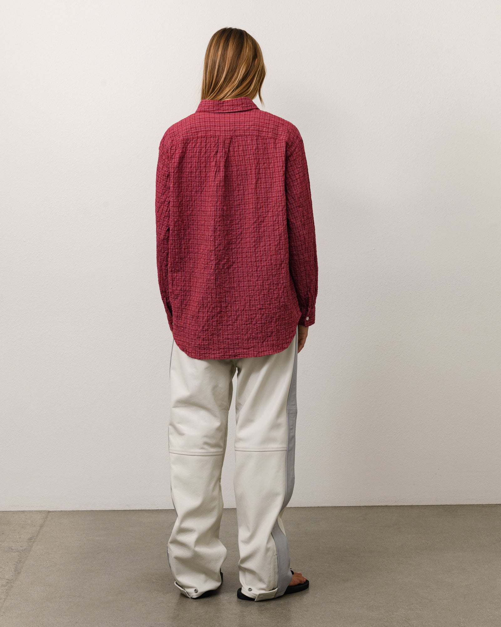 Stussy Standard Crinkle Shirt camicia Burgundy Check