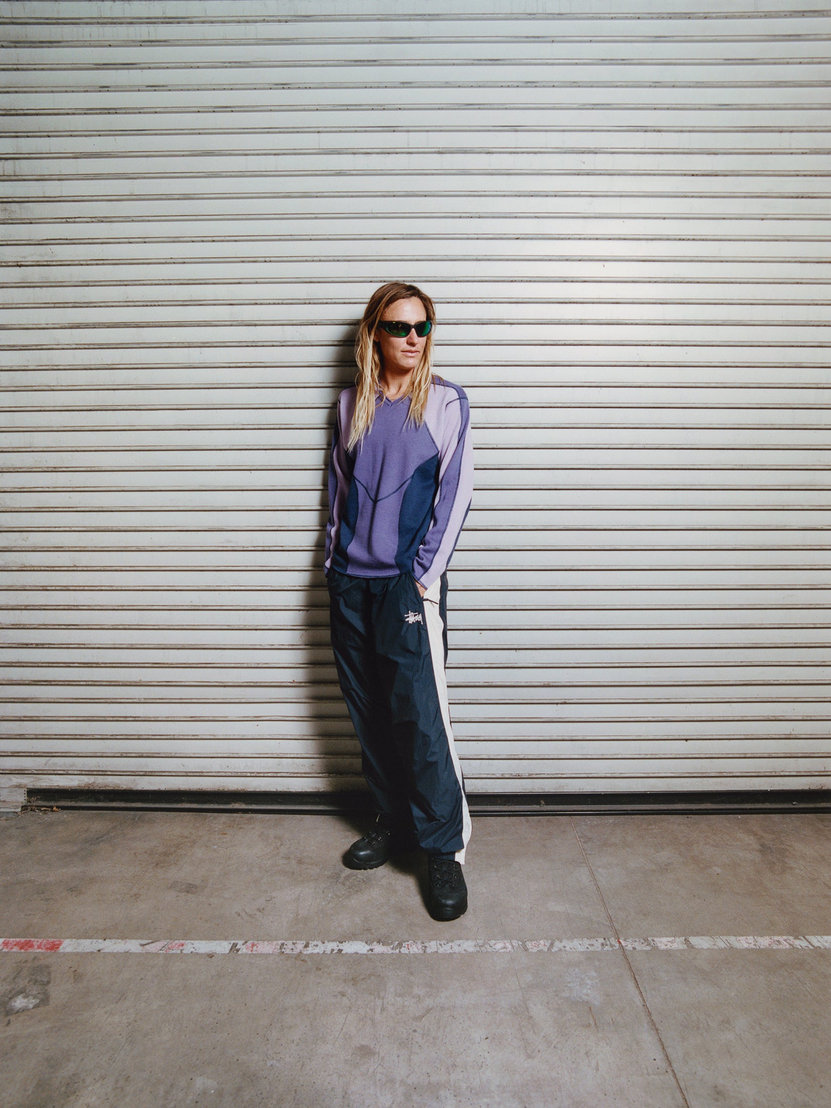 Stussy Wave Knit maglione lavender lana relaxed fit