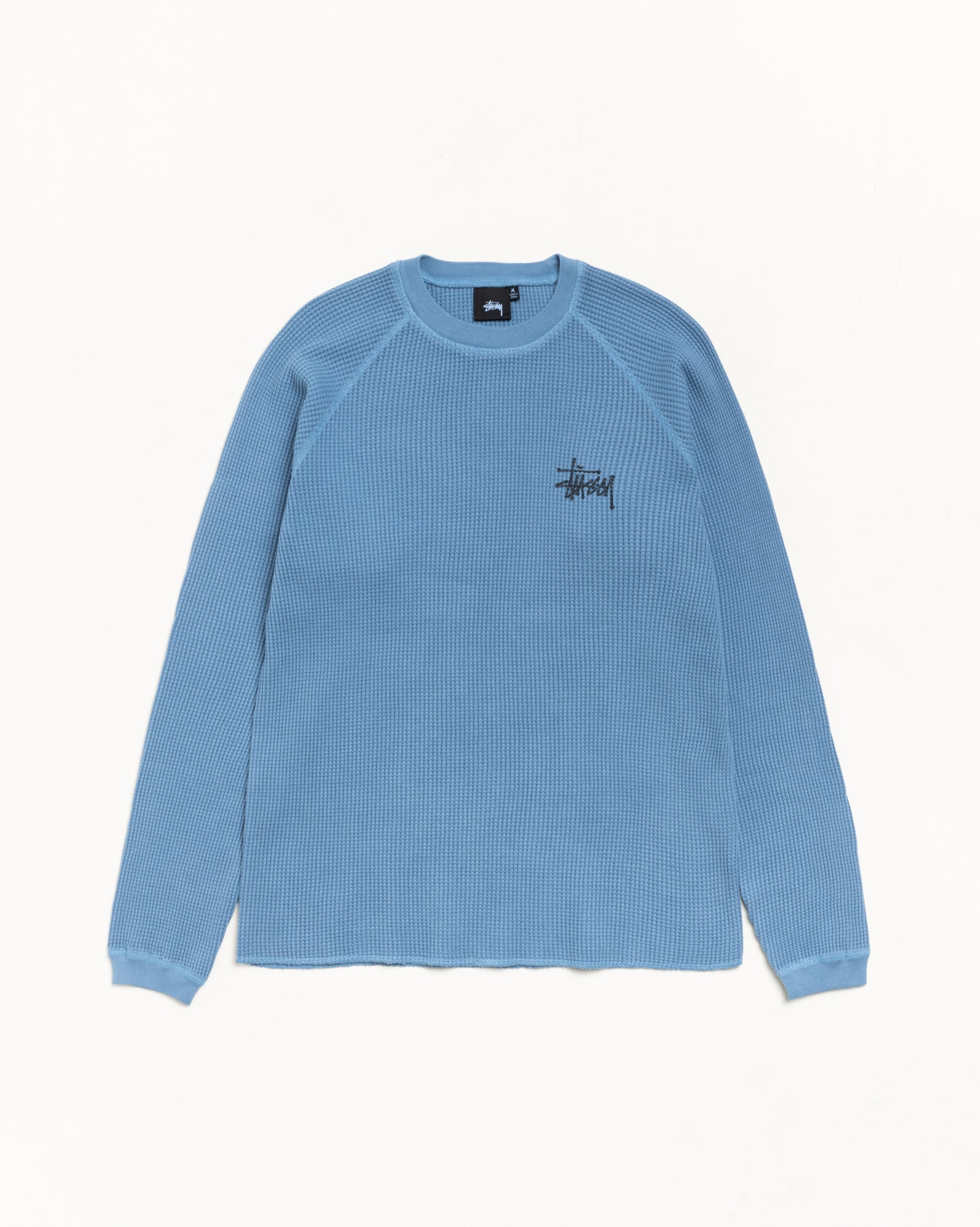 Stussy Basic Thermal maglia blu cotone waffle