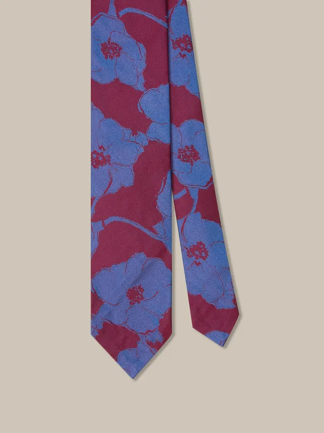 Robert Talbott Duvall Large Floral cravatta seta rossa sfoderata
