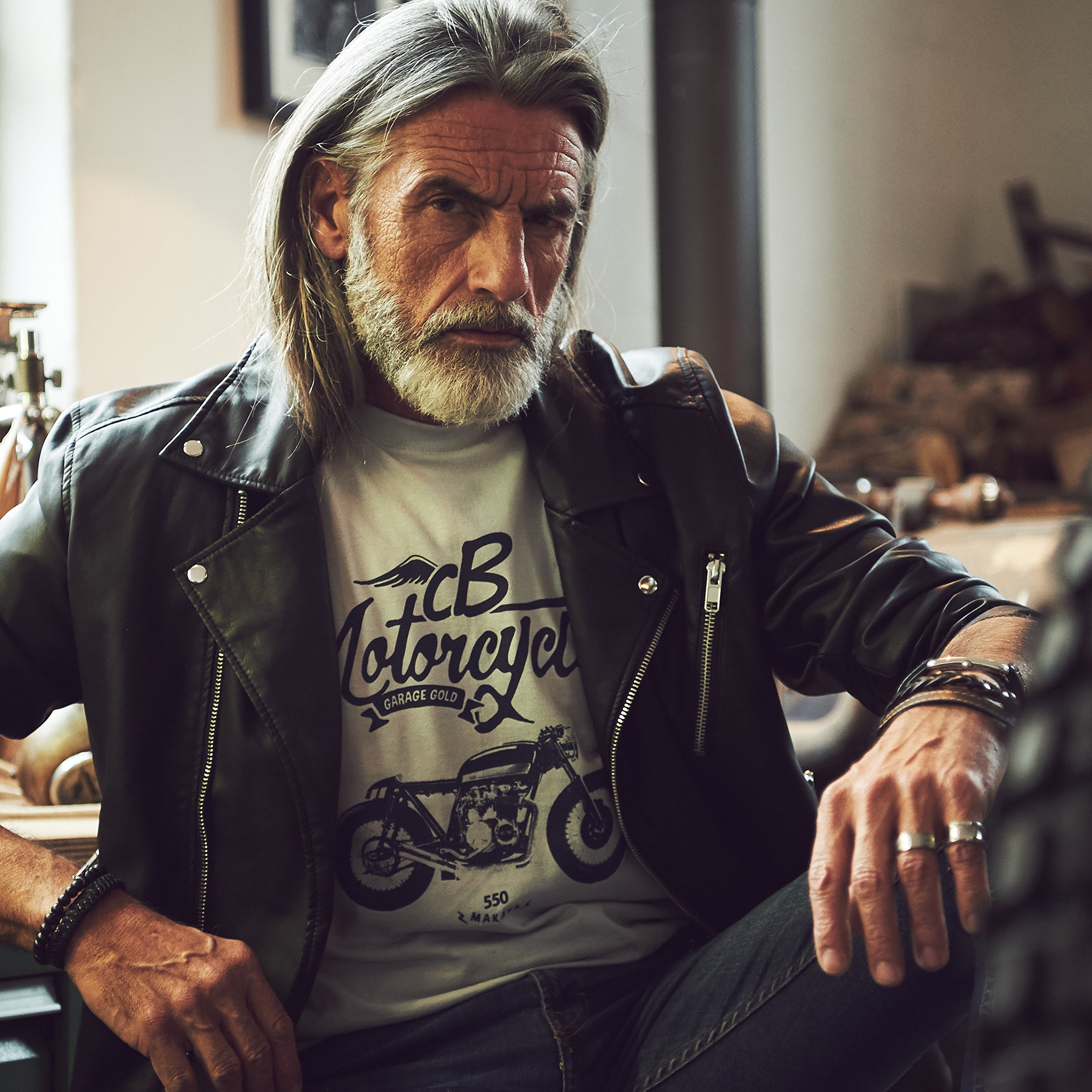 MAKAYA Moto Cafe Racer CB500 t-shirt uomo cotone taglia L