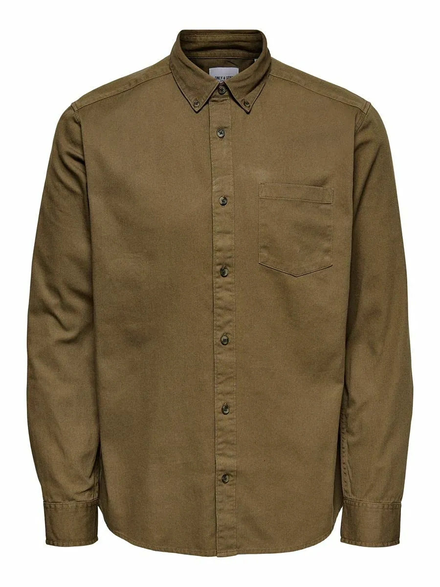 ONLY & SONS Bryce Camicia S Cotone Bio Maniche Lunghe