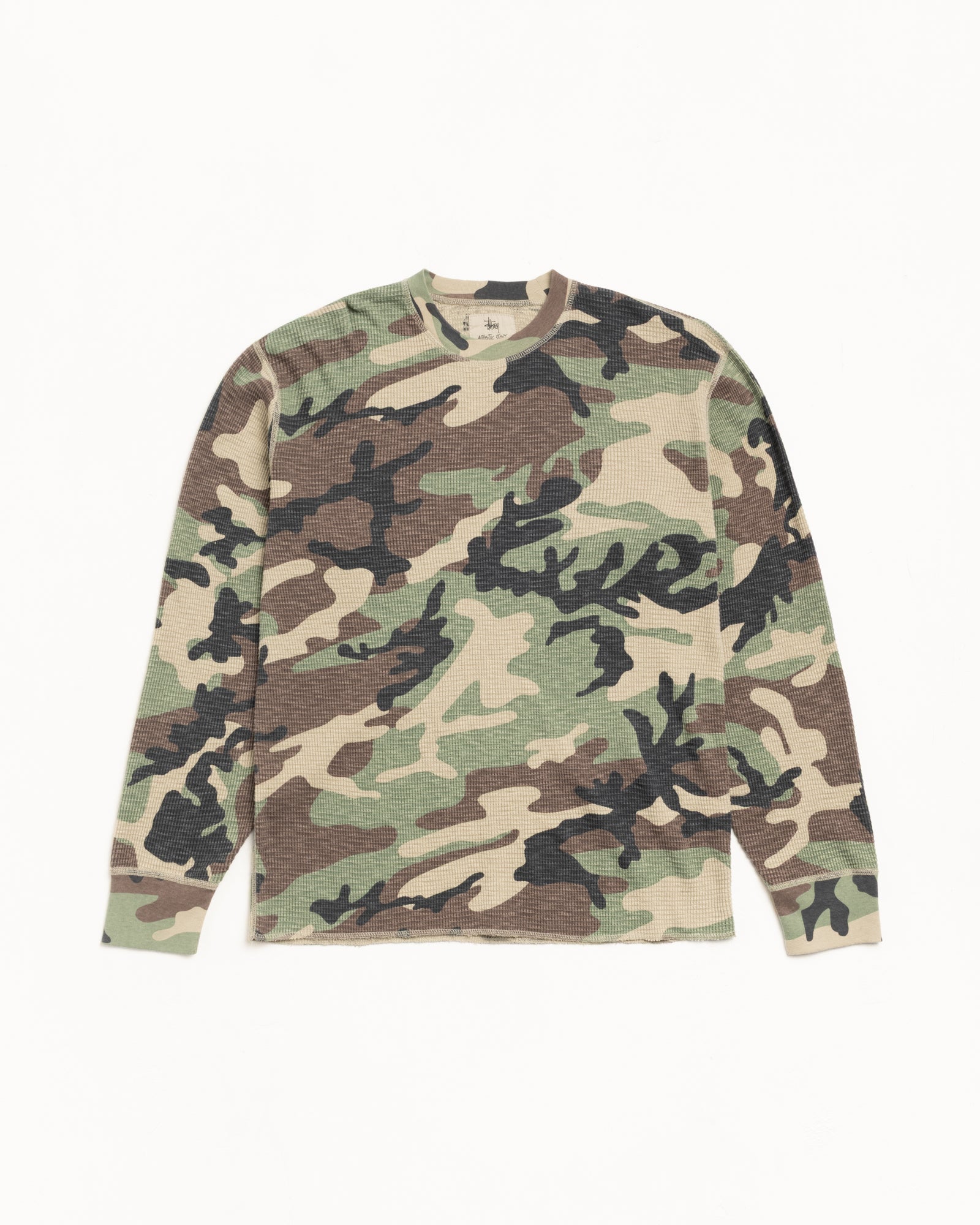 Stussy Pigment Dyed Thermal maglia camo cotone