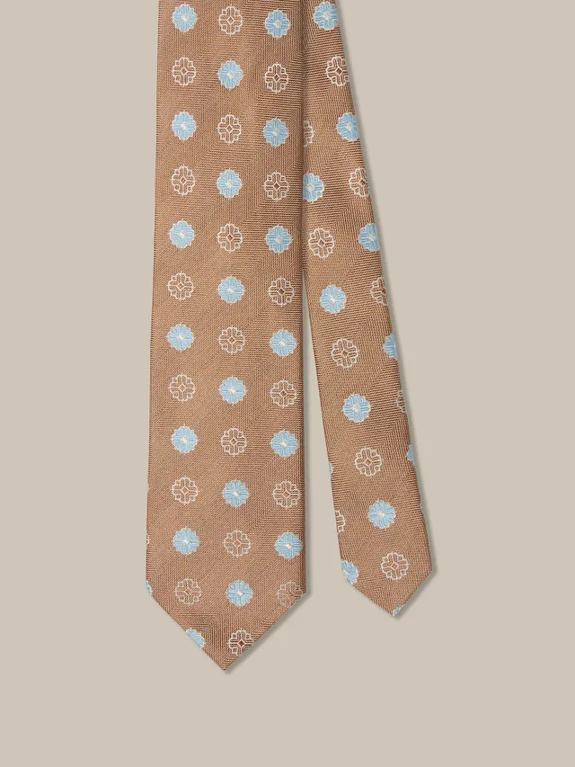 Robert Talbott Robert Blue Flower Jacquard cravatta arancione REG