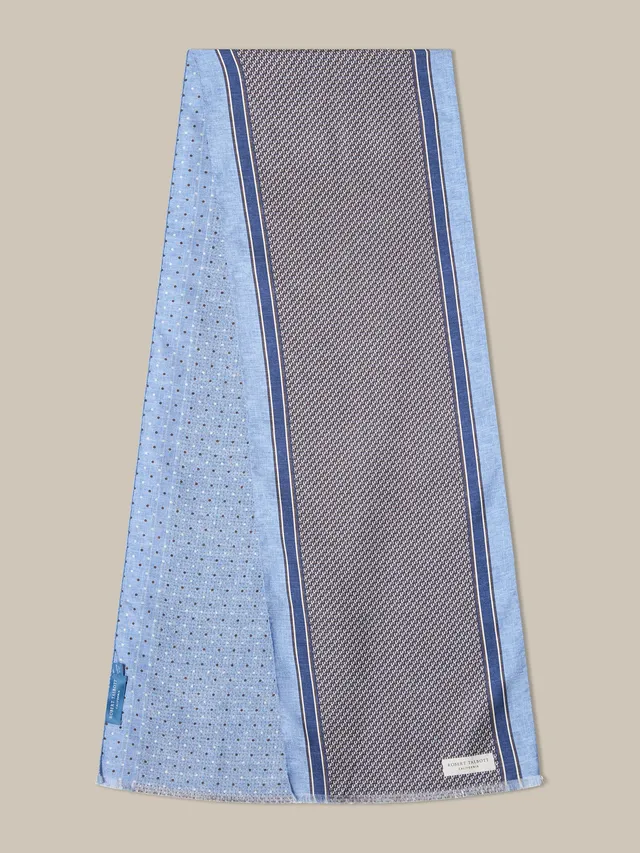 Robert Talbott Niven Houndstooth Sciarpa Seta Blu OS