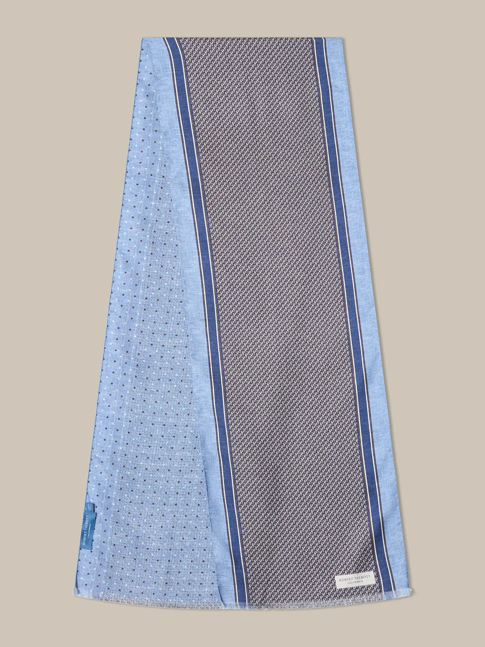 Robert Talbott Niven Houndstooth Sciarpa Seta Blu OS