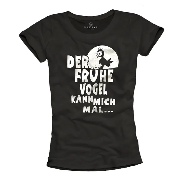 MAKAYA T-Shirt Donna Early Bird Scritta Cotone L