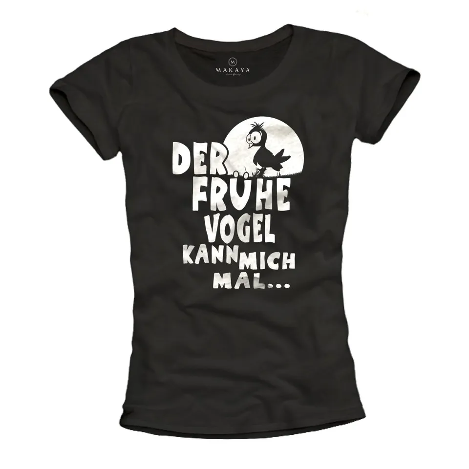 MAKAYA T-Shirt Donna Early Bird Scritta Cotone L