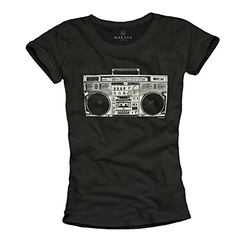 MAKAYA T-Shirt Donna Vintage Hip Hop Maglietta S Cotone
