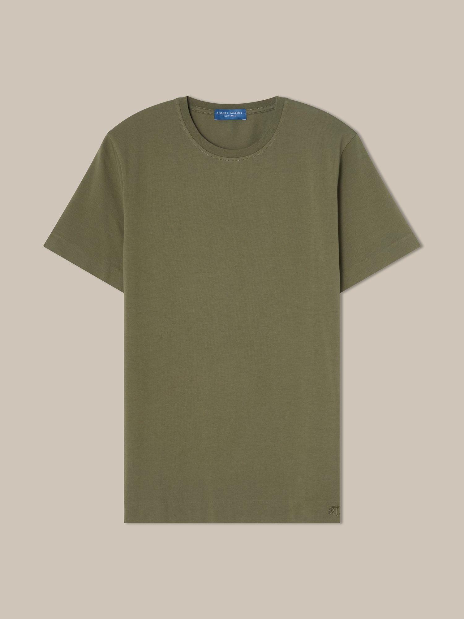 Robert Talbott Dean maglietta cotone verde oliva elasticizzata