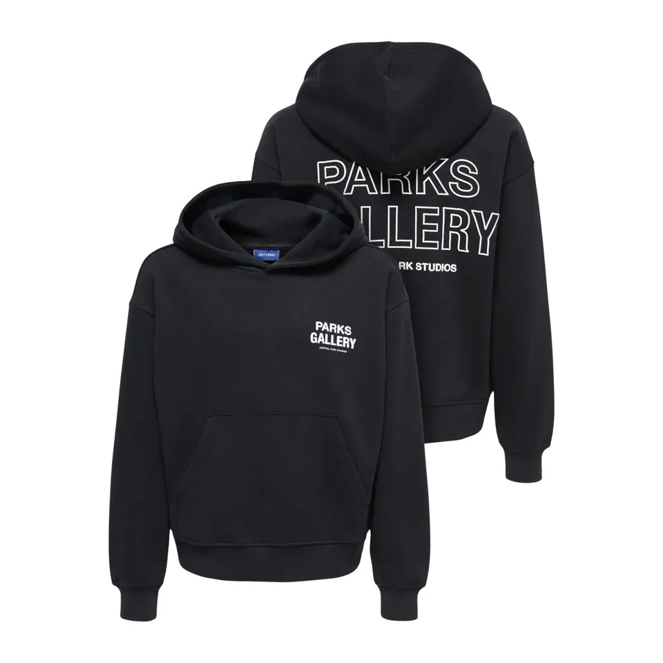 Only & Sons Turner Parks Gallery RLX felpa cappuccio nero