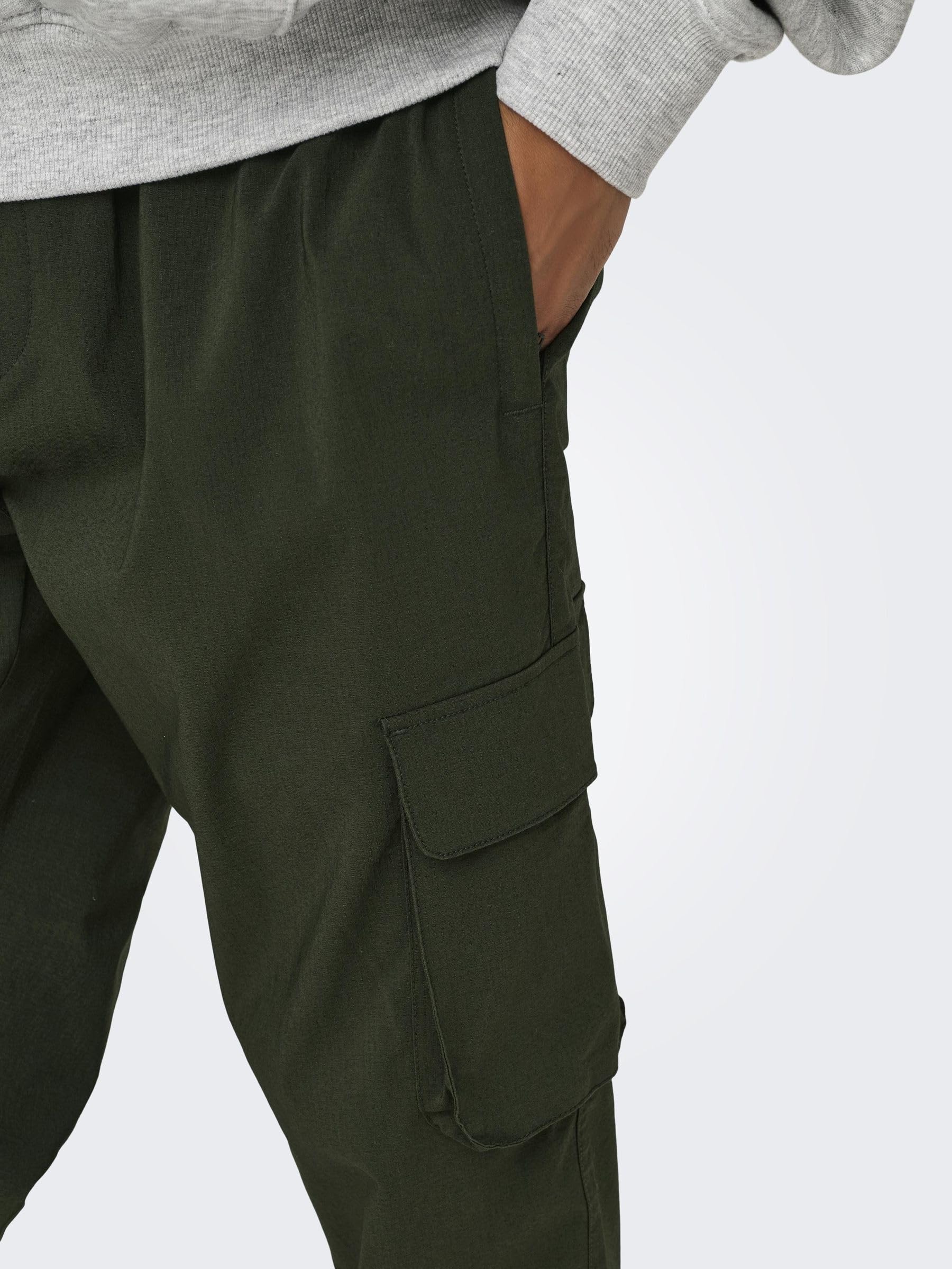 ONLY & SONS Pantaloni Cargo Uomo M nero tasche laterali