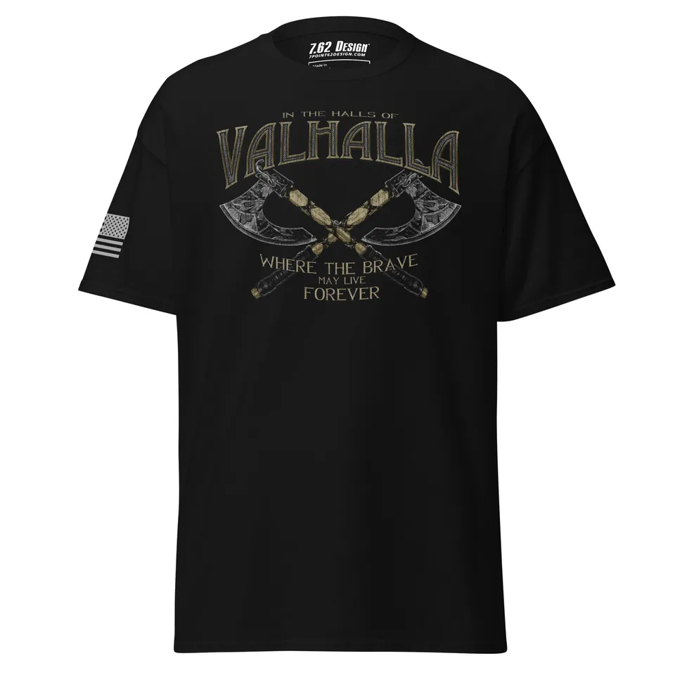 7.62 Design Valhalla Maglietta uomo nera cotone taglie S-5XL
