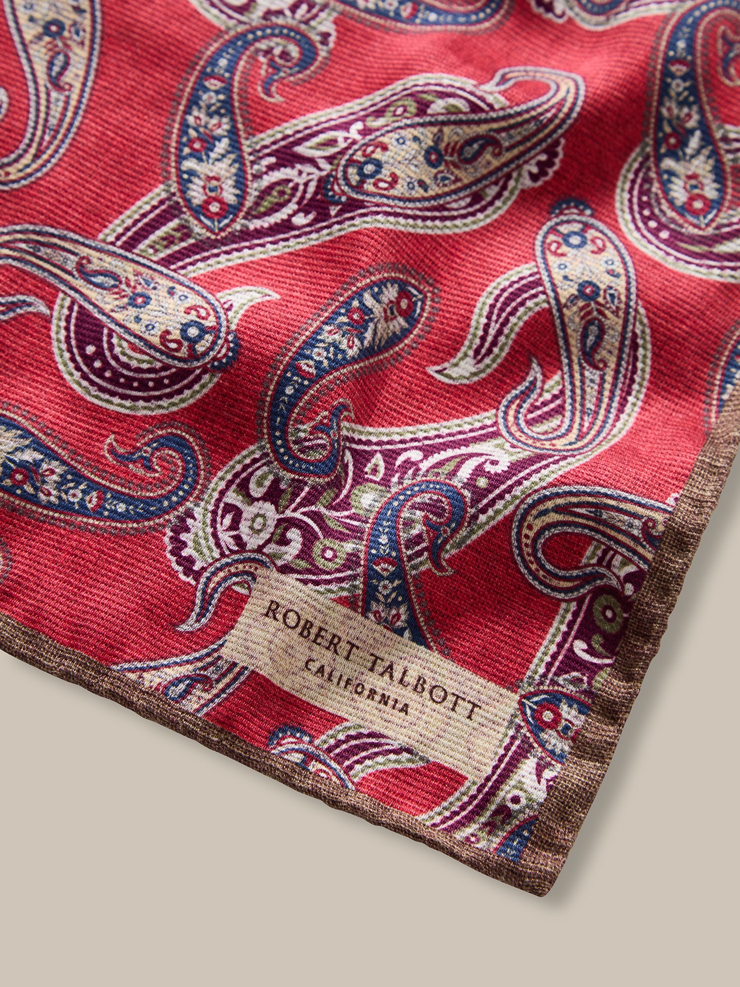 Robert Talbott Collins Pochette Seta Rosso Paisley