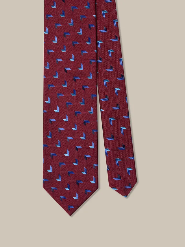 Robert Talbott Geometric Arrow Best of Class cravatta wine seta
