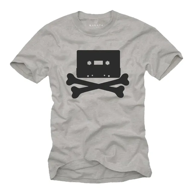 MAKAYA T-Shirt Uomo Hip Hop Tape maglietta cotone L