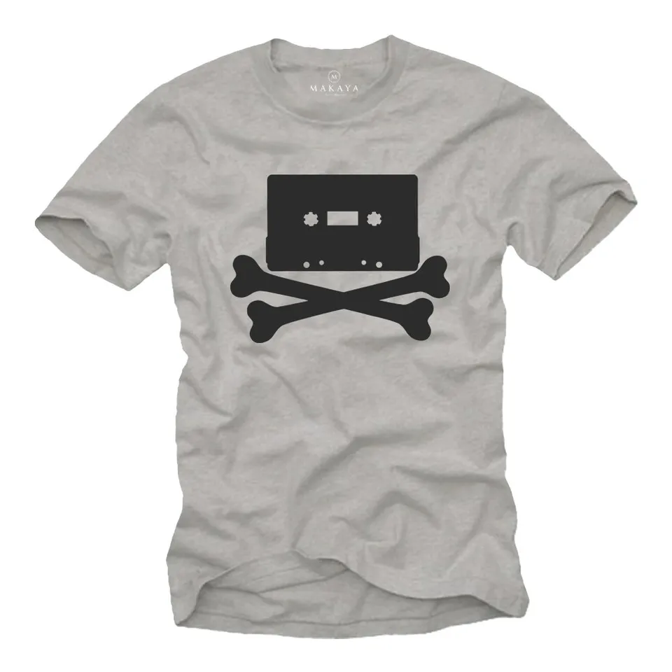 MAKAYA T-Shirt Uomo Hip Hop Tape maglietta cotone L
