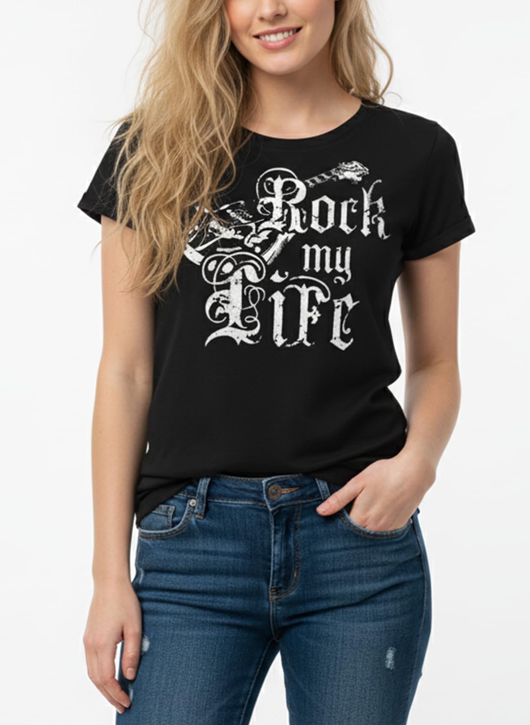 MAKAYA My Life T-Shirt Donna Nera M Cotone