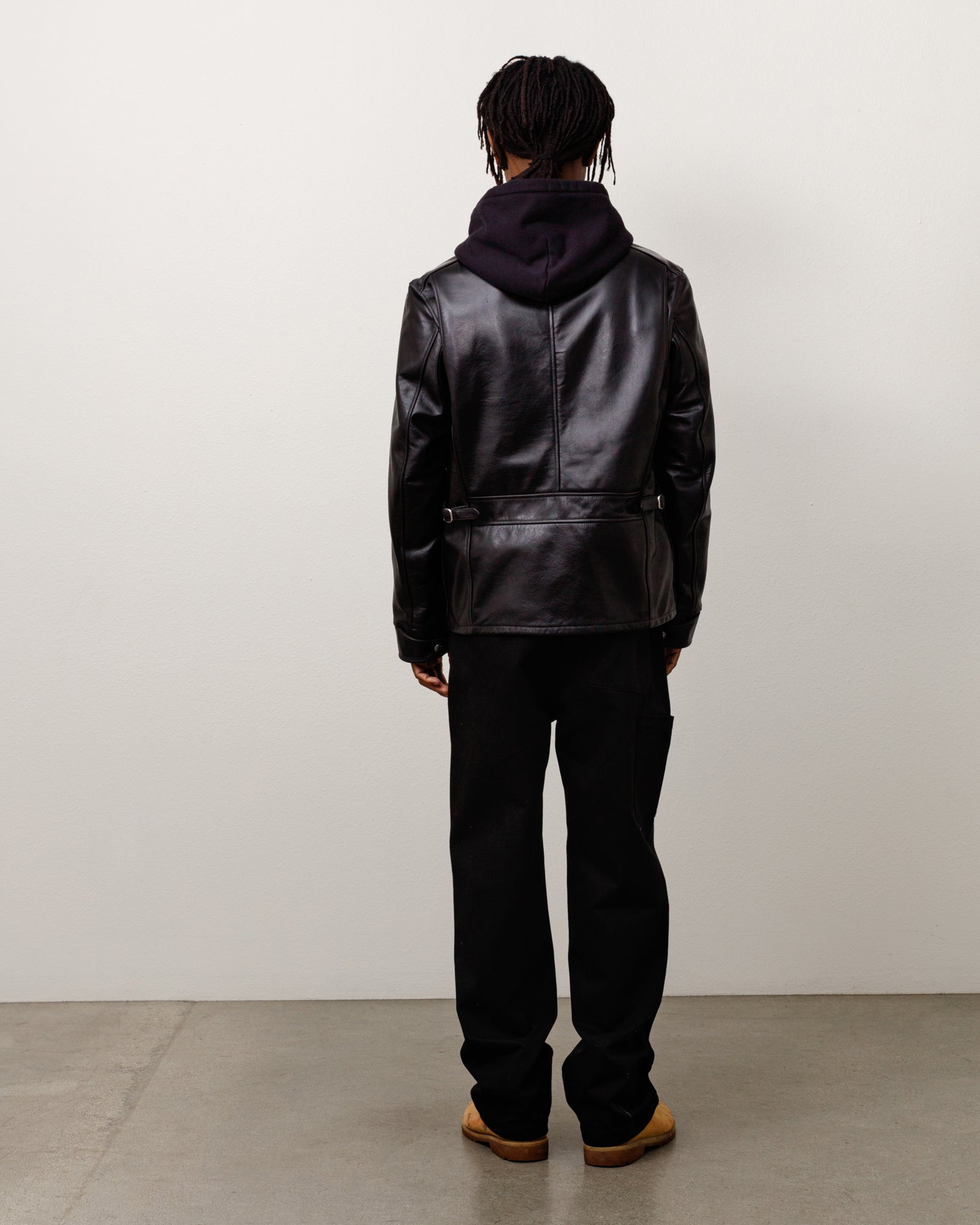 Stussy Junya Leather Jacket giacca pelle nera pelle 100%