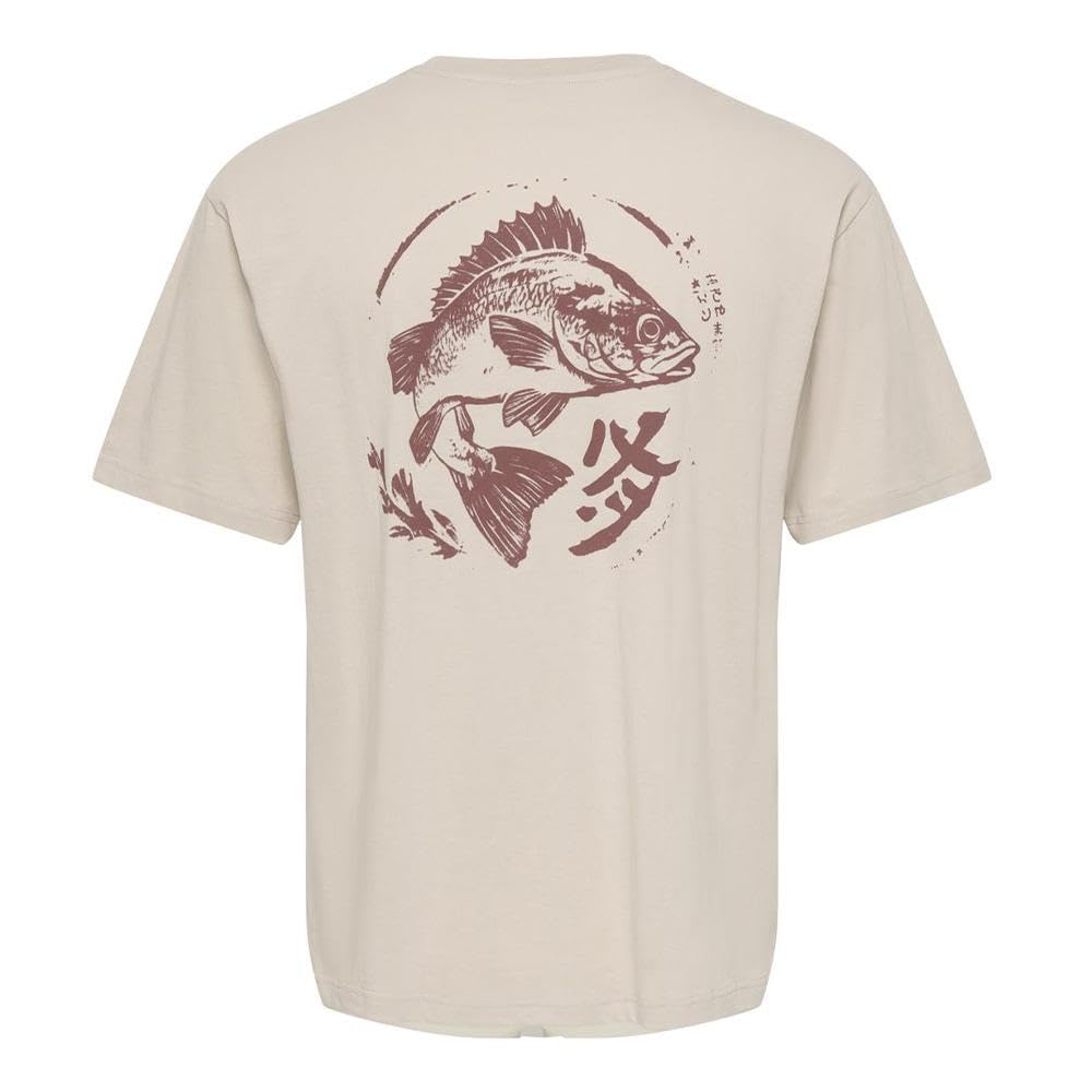 Only & Sons T-shirt maglietta uomo beige print S
