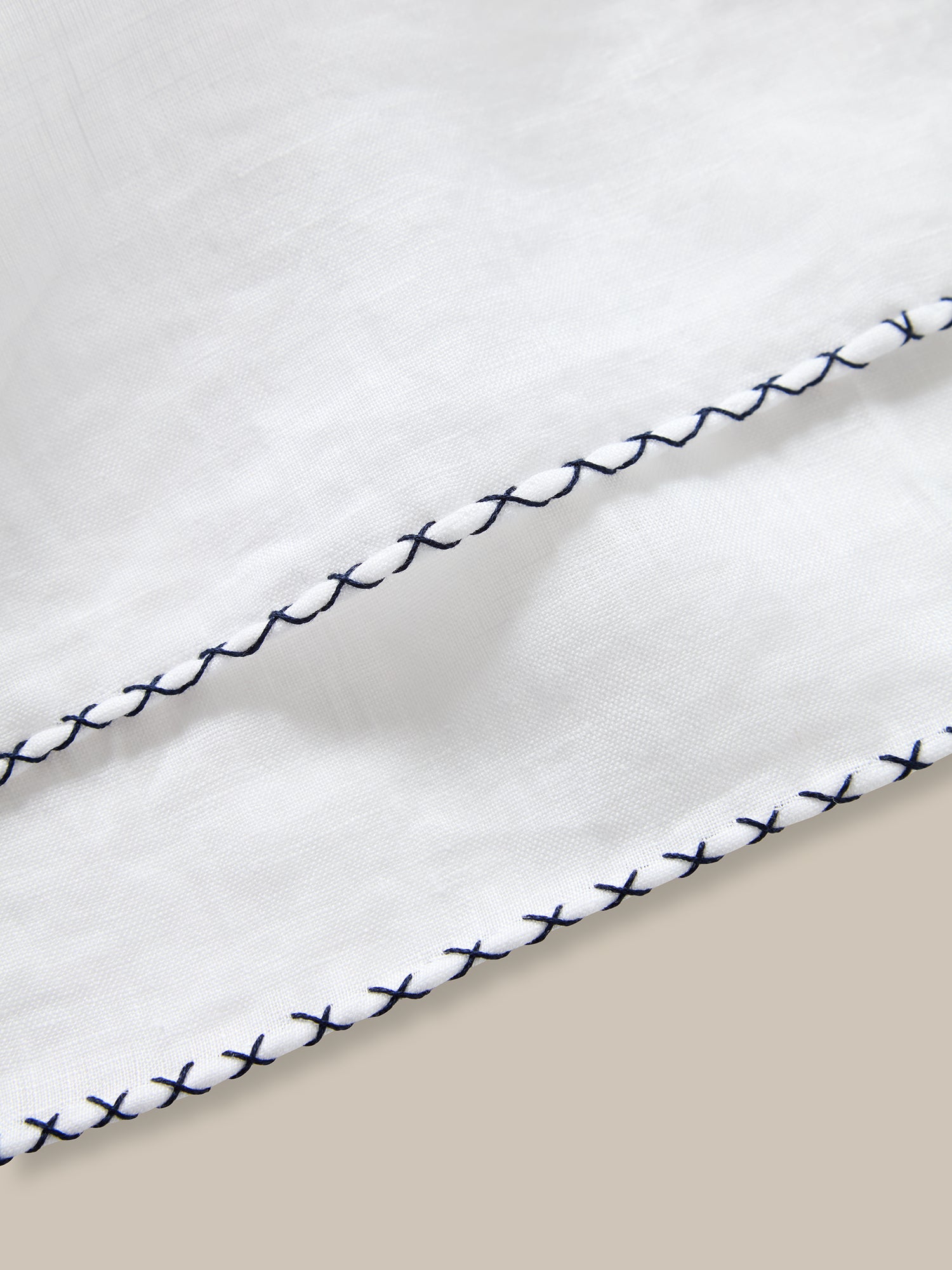 Robert Talbott Carlton Linen pochette lino bianco blu OS