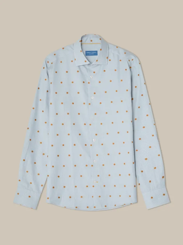 Robert Talbott Reynolds Burger camicia bianca fantasia