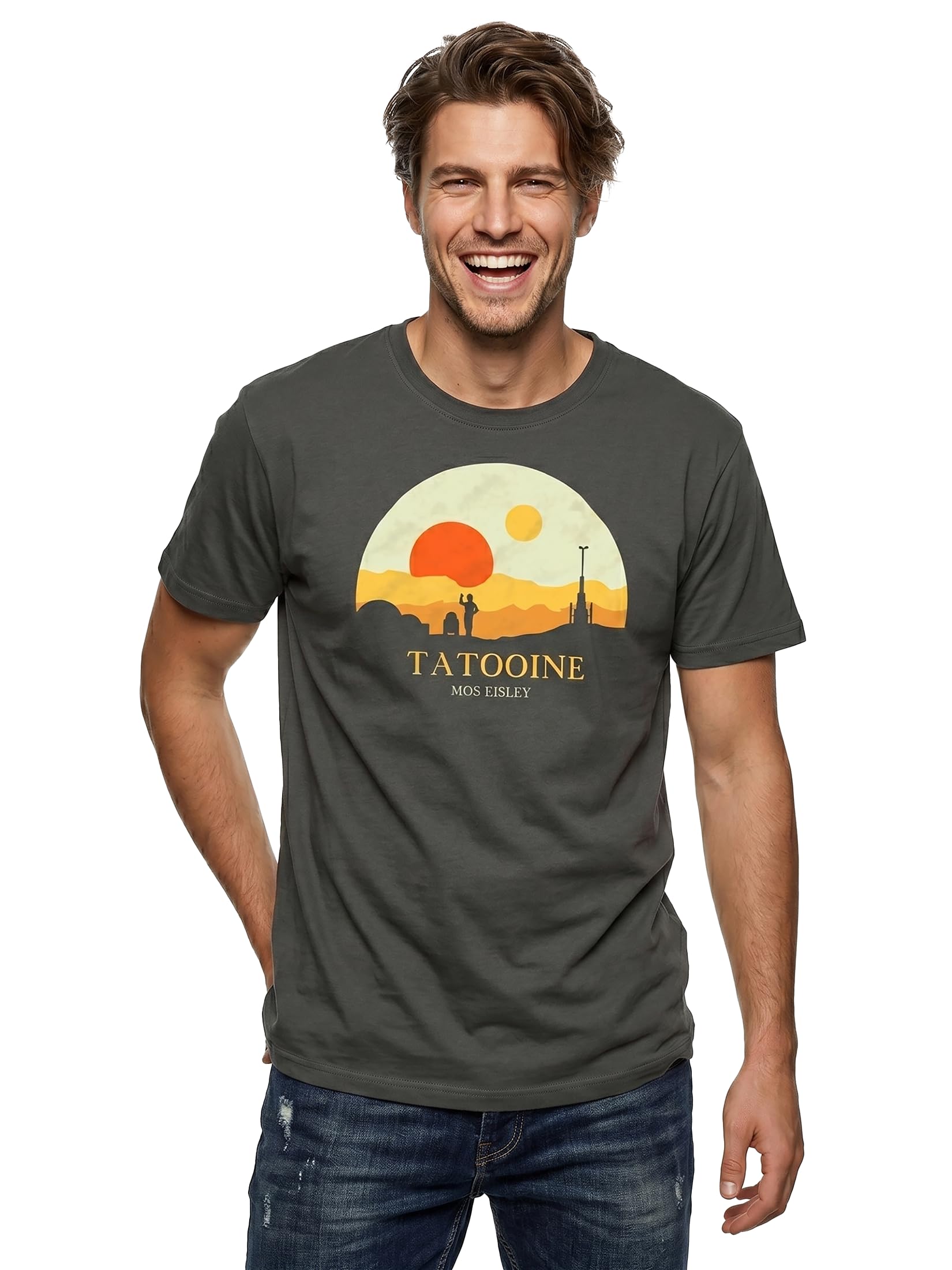 MAKAYA T-Shirt Uomo Tatooine Star Mos Eisley Maglietta Cotone