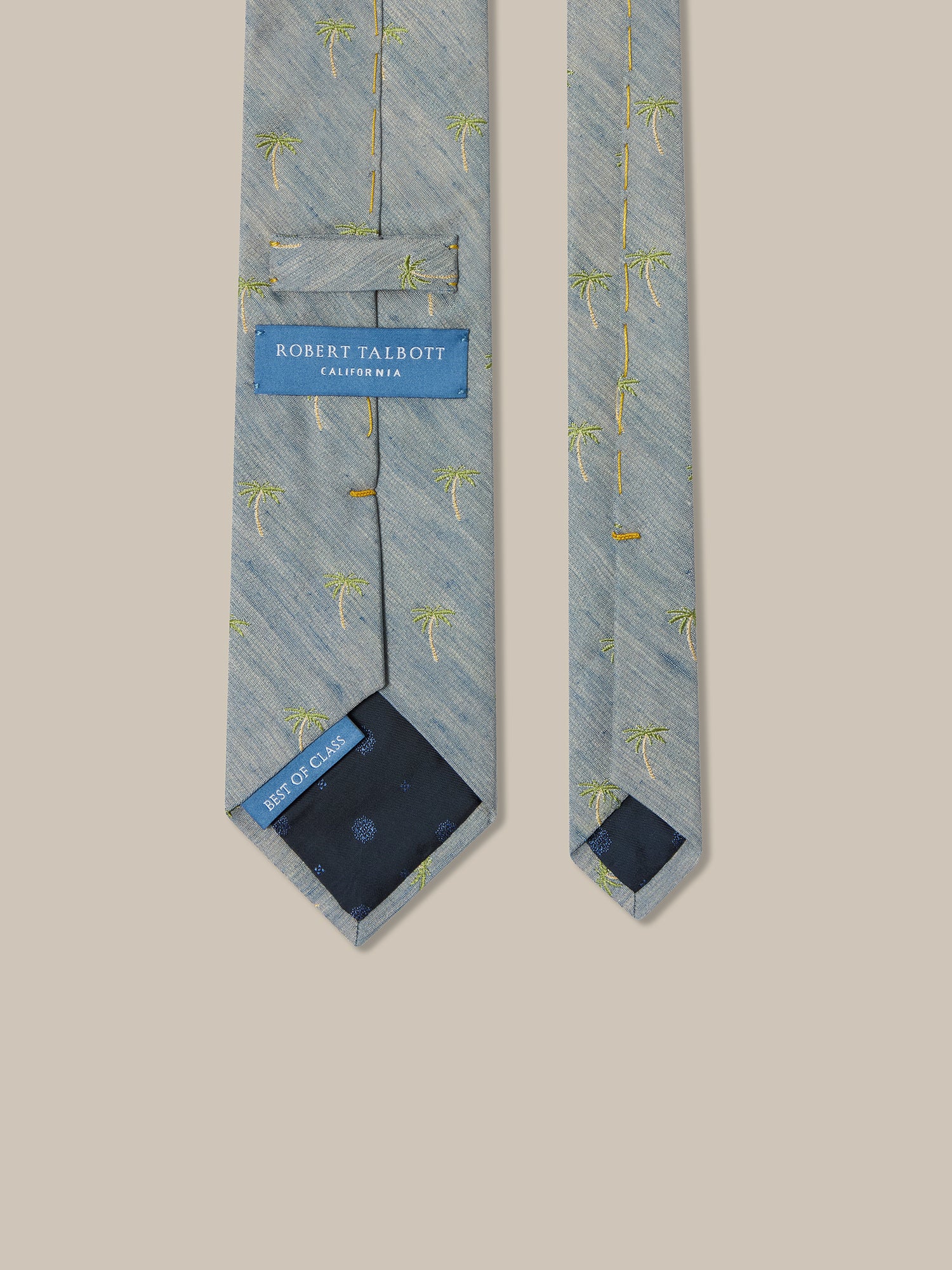 Robert Talbott Robert cravatta seta lino blu REG