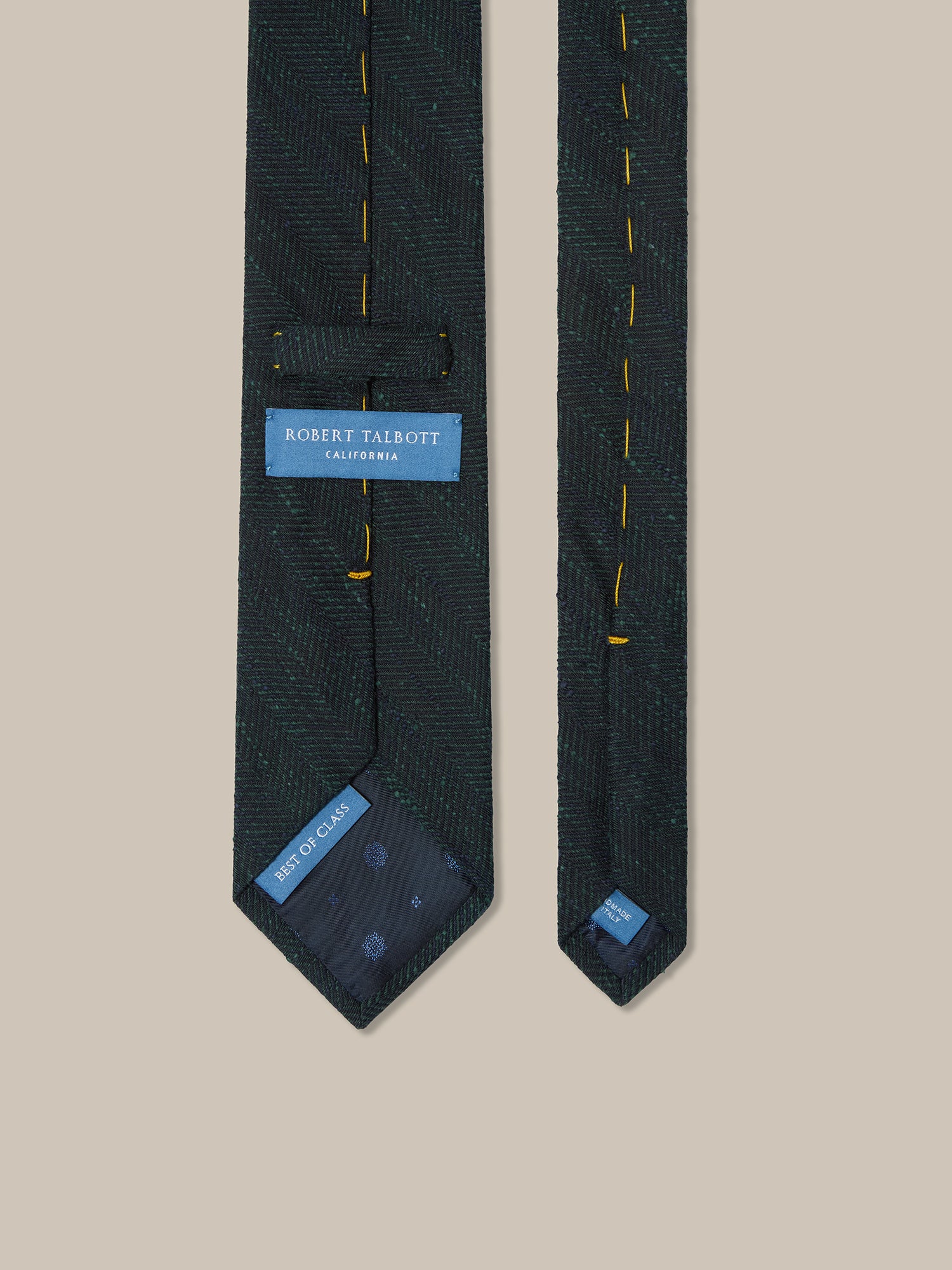 Robert Talbott Herringbone Cravatta Seta Verde Shantung