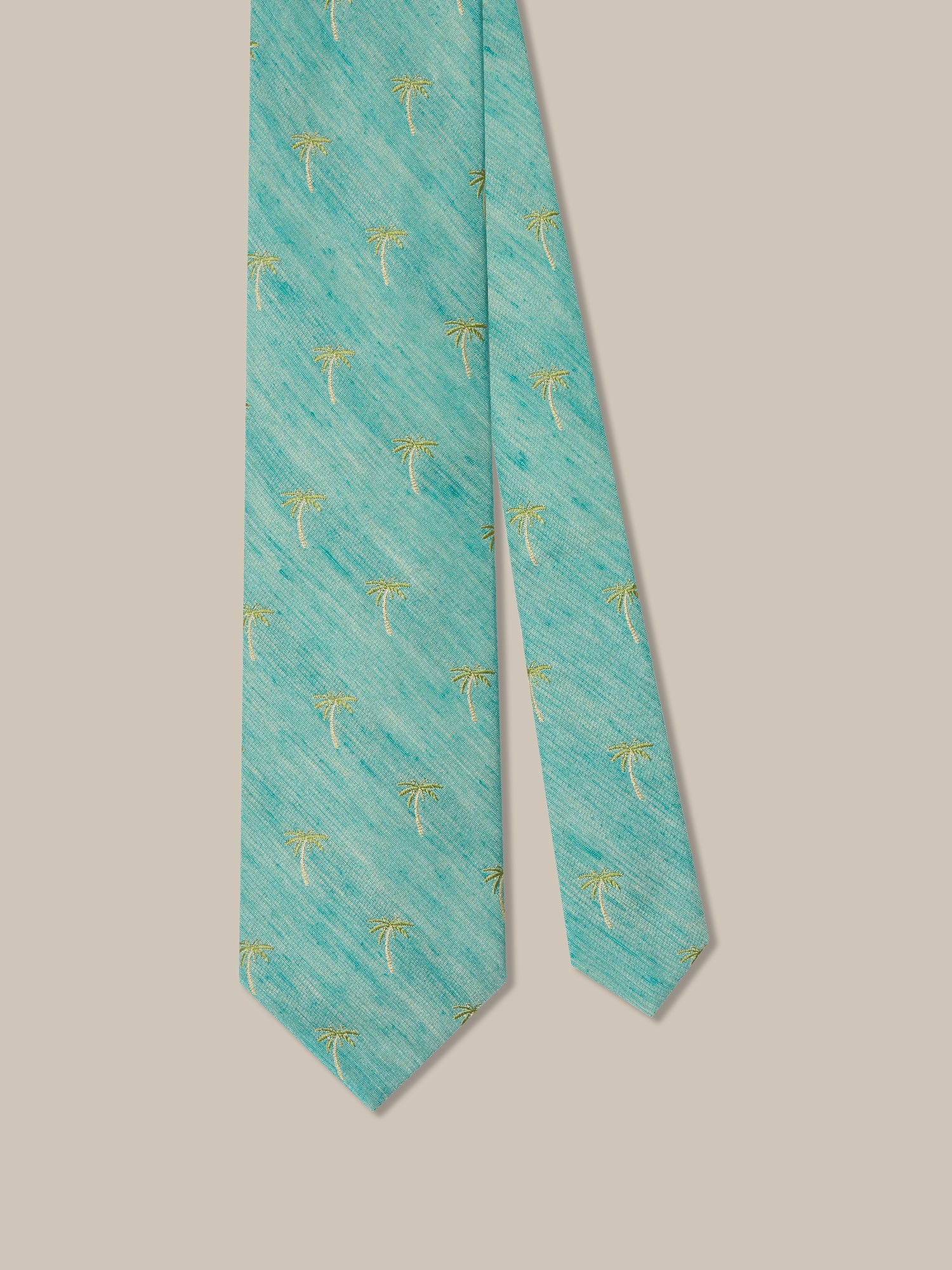 Robert Talbott Palm Cravatta Seta Lino Aqua Best of Class
