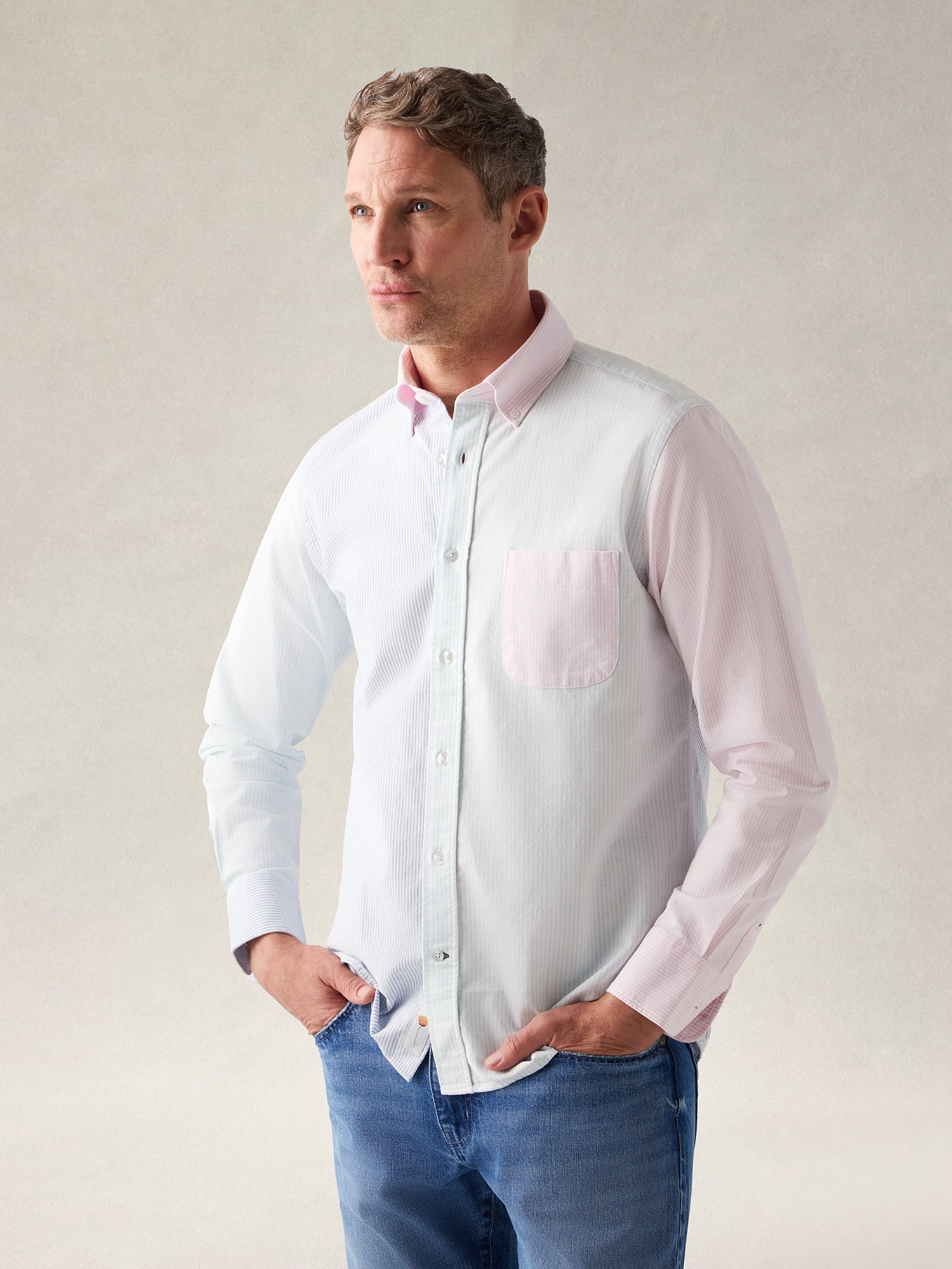 Robert Talbott Harrison camicia Navy Aqua Pink M cotone