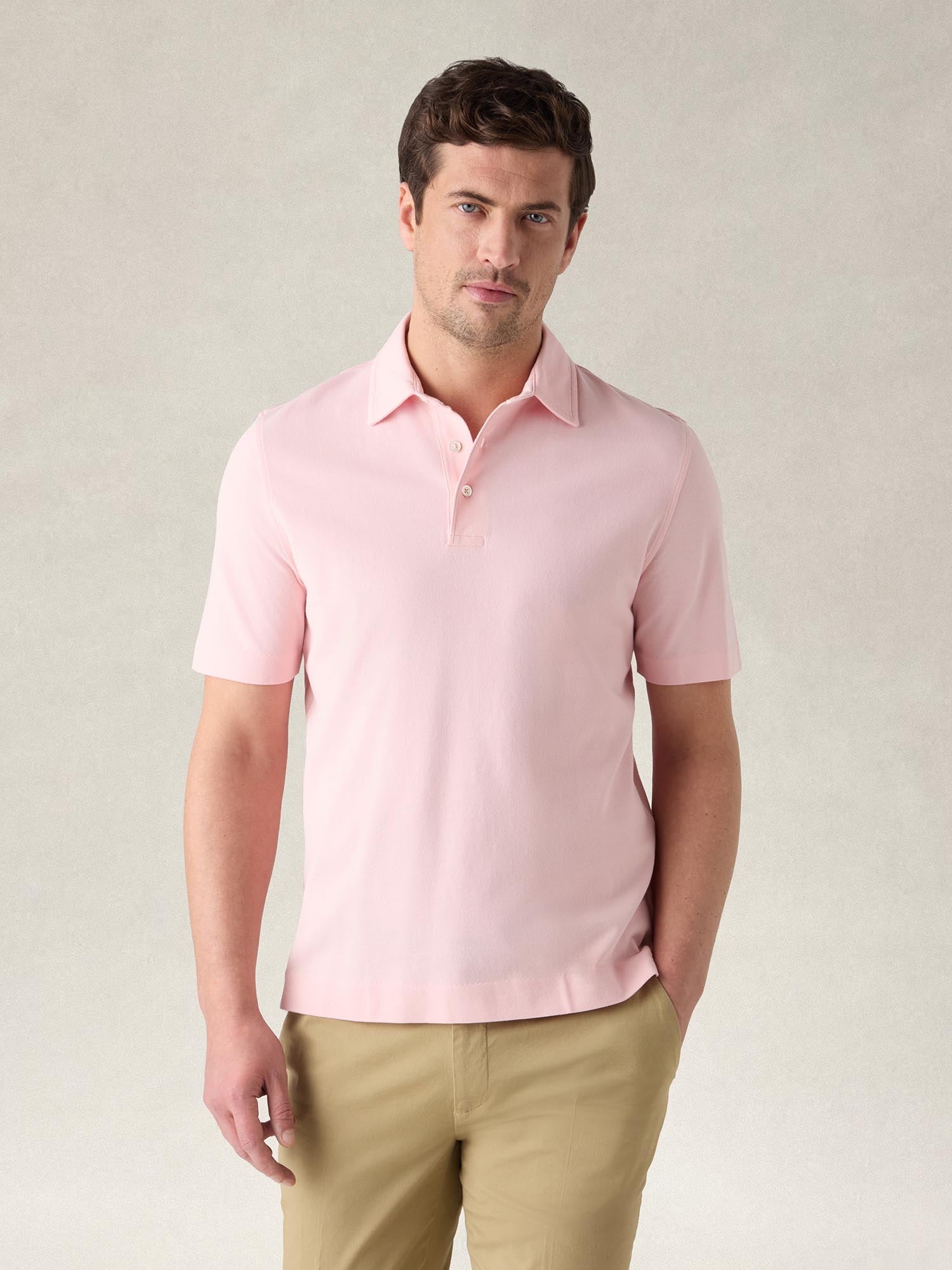 Robert Talbott Walker polo classic pink cotone manica corta