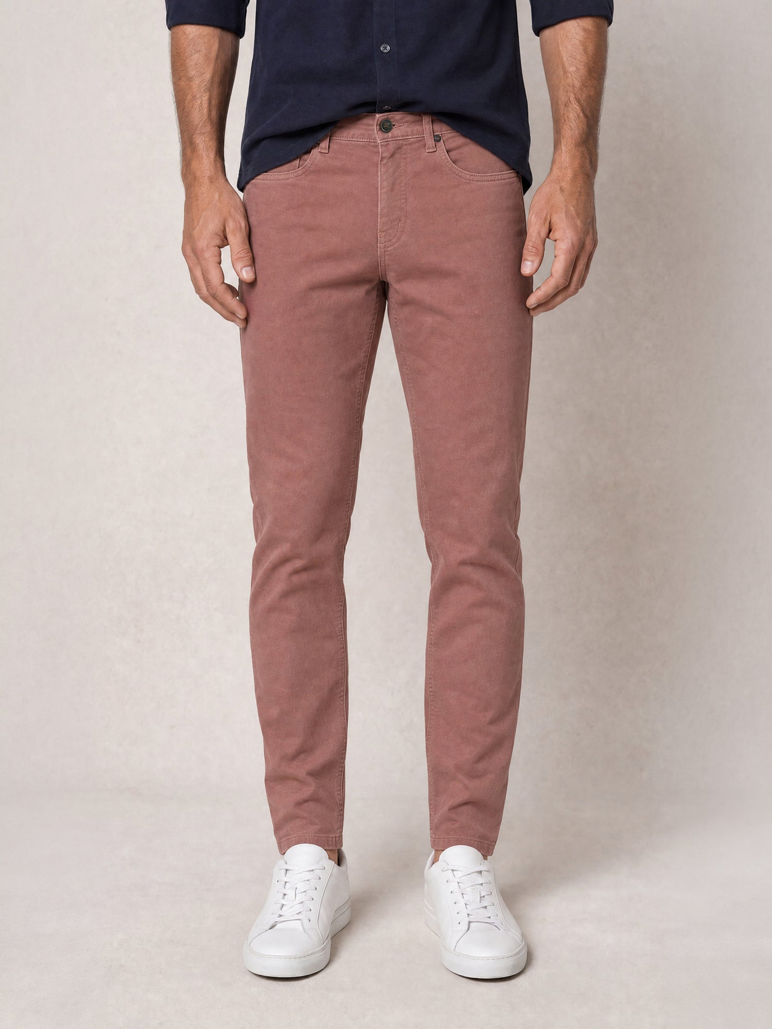 Robert Talbott Fernando Pantaloni Lino Salmone 5 Tasche Slim