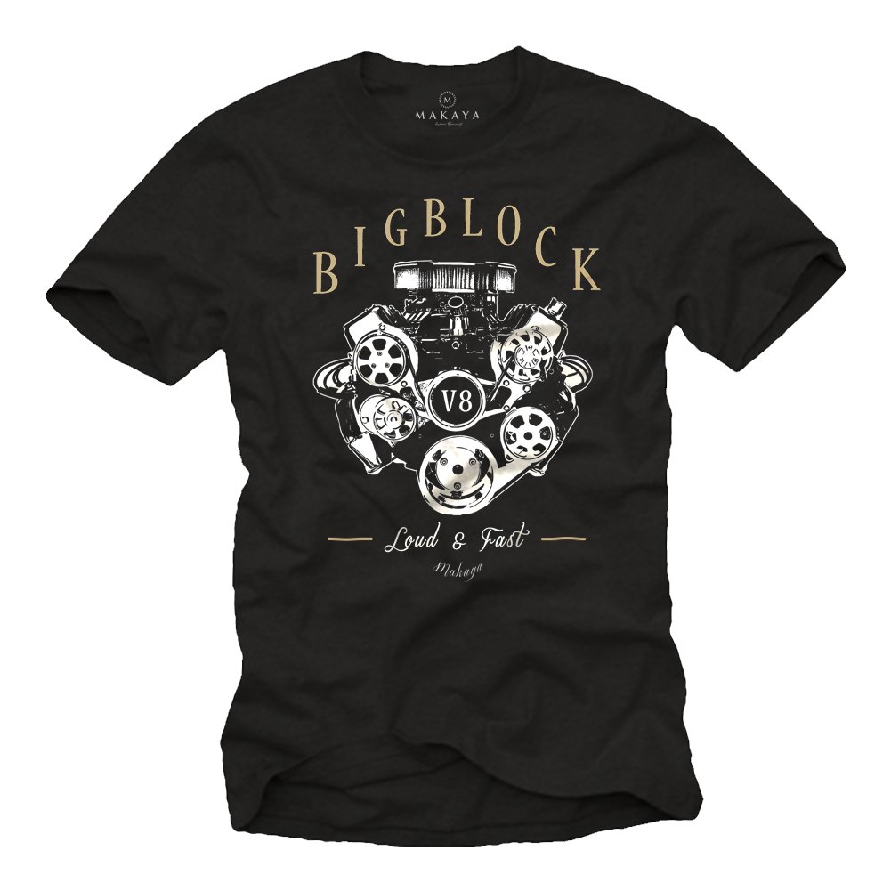 MAKAYA Big Block V8 Charger T-Shirt Uomo Cotone