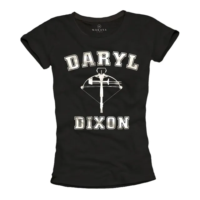 MAKAYA Daryl Dixon T-Shirt Donna Nera L Cotone