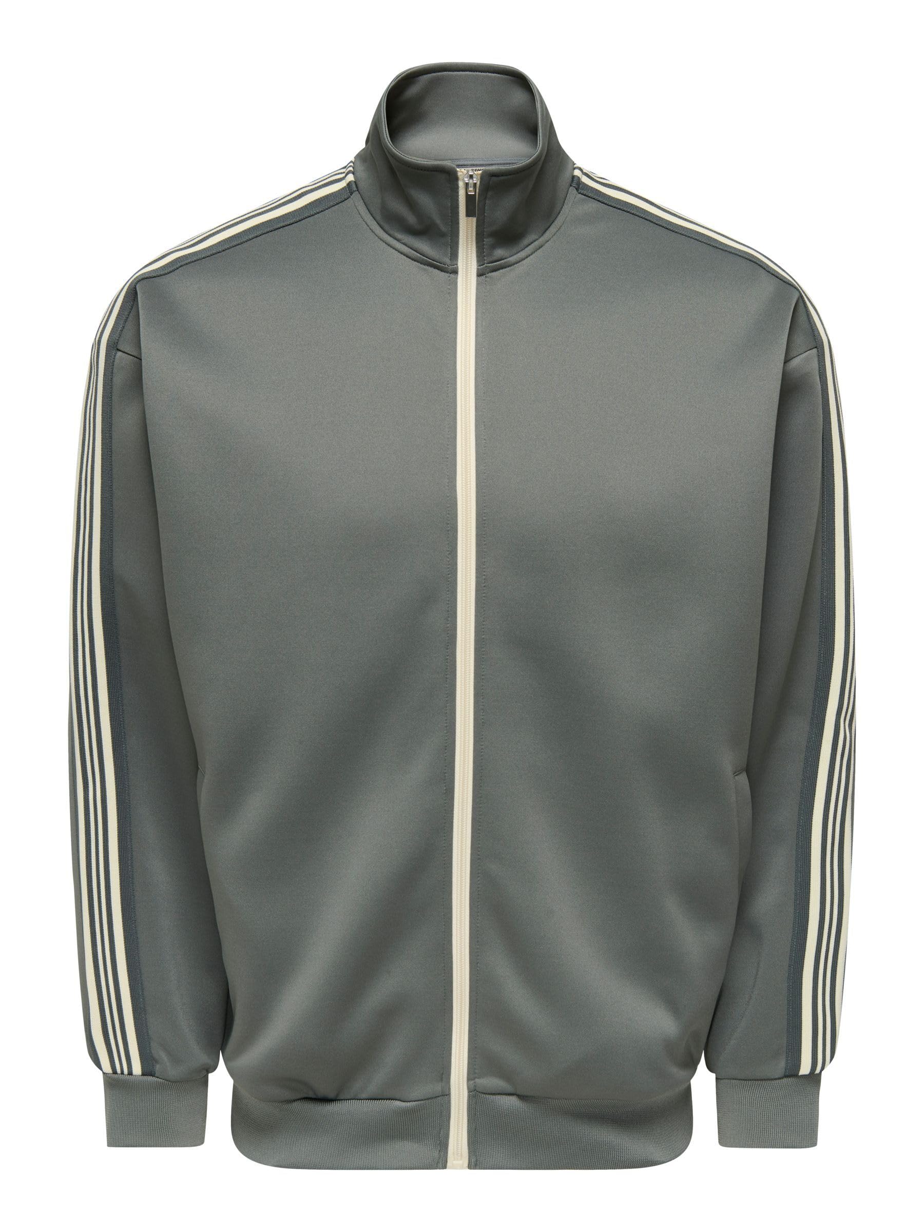 Only & Sons Onsriber RLX LS Zip Stripe Track Sweat Felpa Nero L