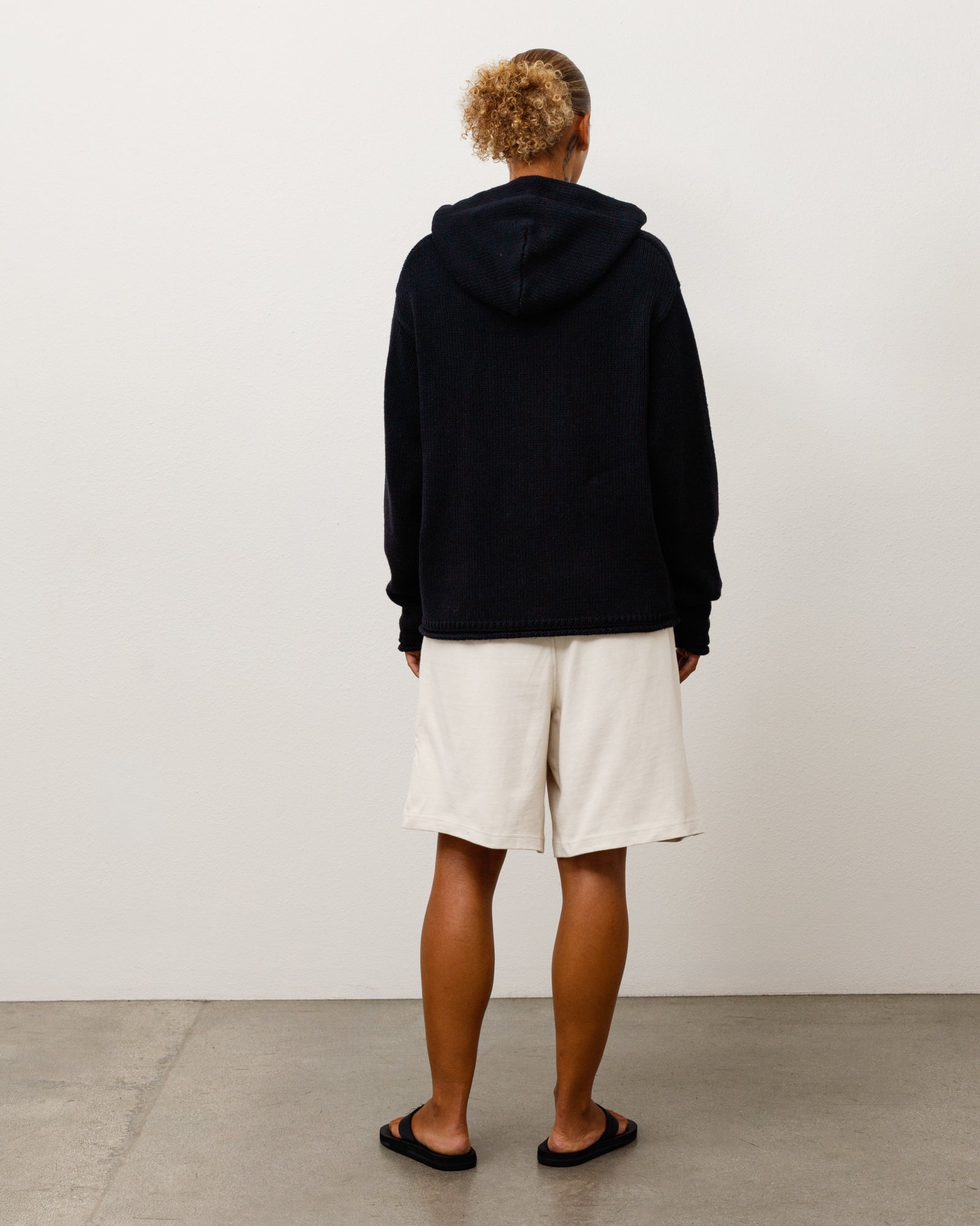 Stussy Beach Hooded Sweater felpa nera lino cotone
