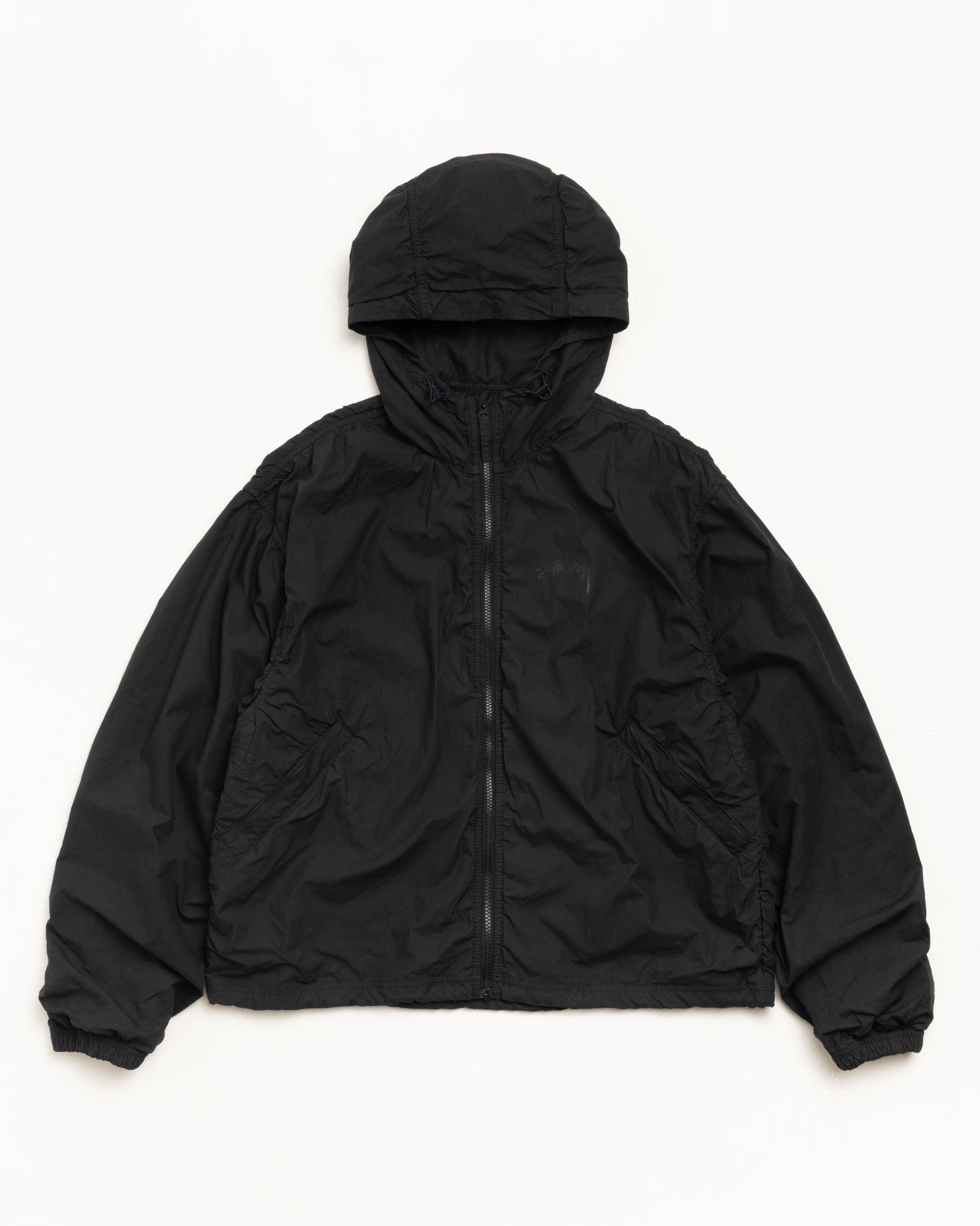 Stussy Double Cotton Hooded giacca nera cotone