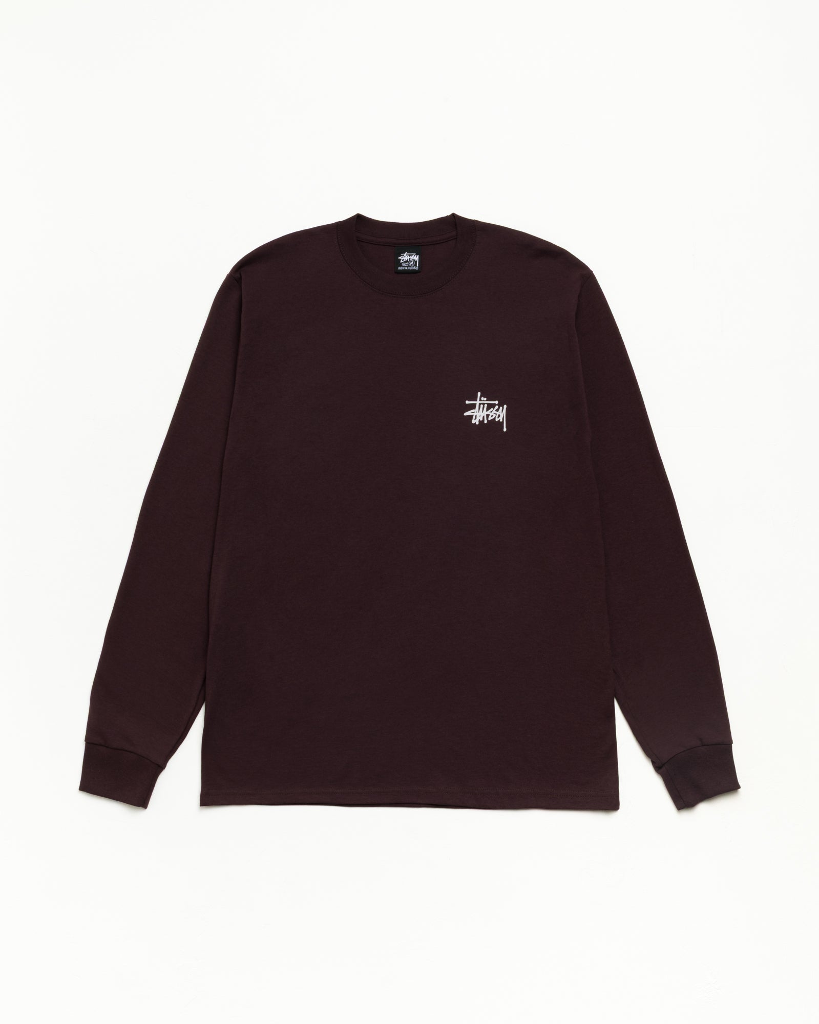 Stussy Basic LS Tee t-shirt Chocolate manica lunga