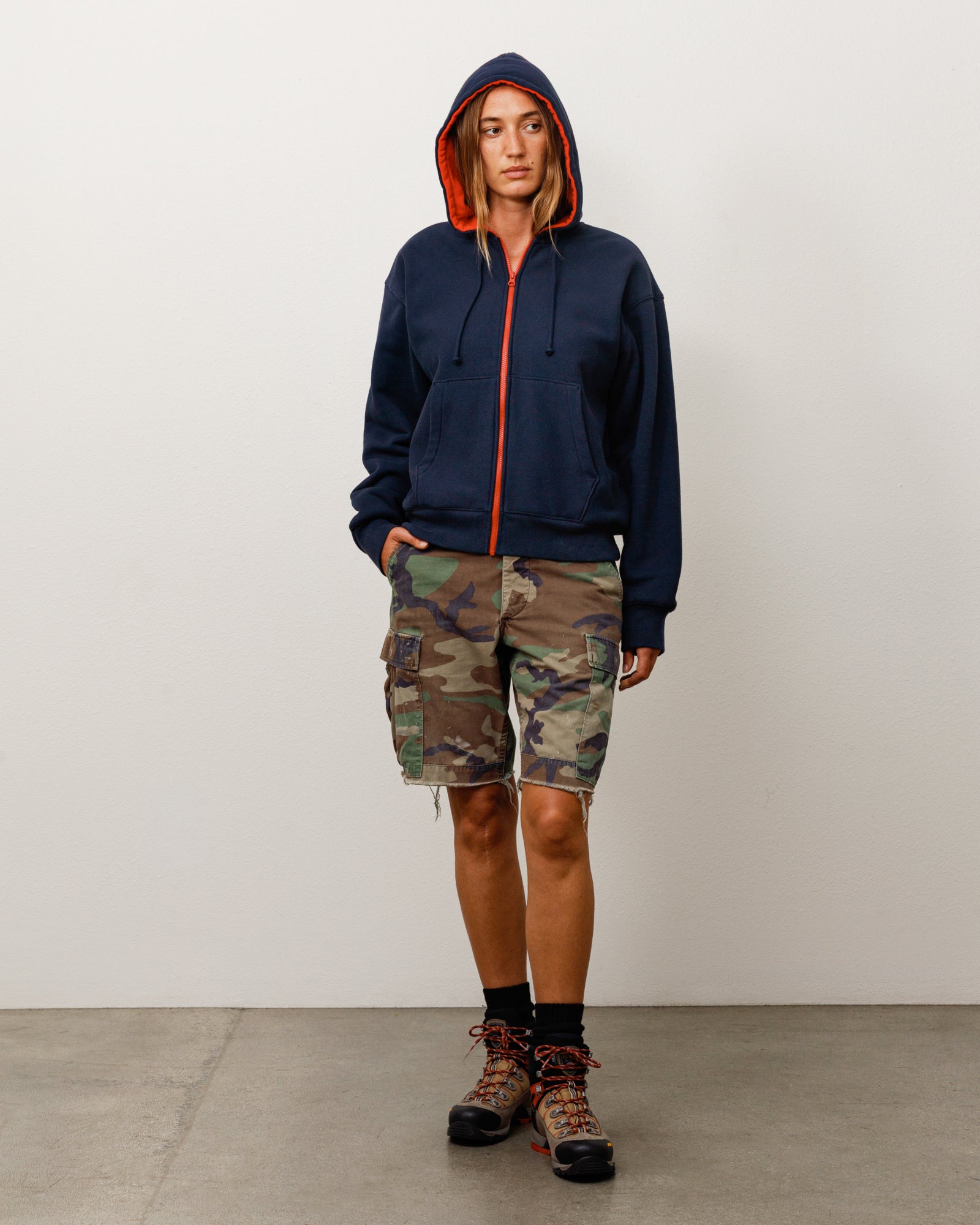 Stussy Zip Sweats Double Faced Zip Hoodie felpa Navy 360 gsm