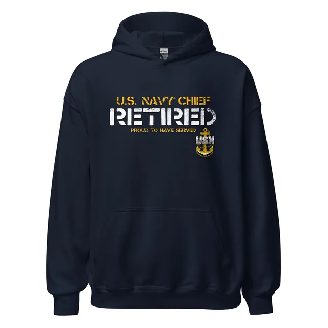 7.62 Design Navy Retired Chief felpa cappuccio nera cotone