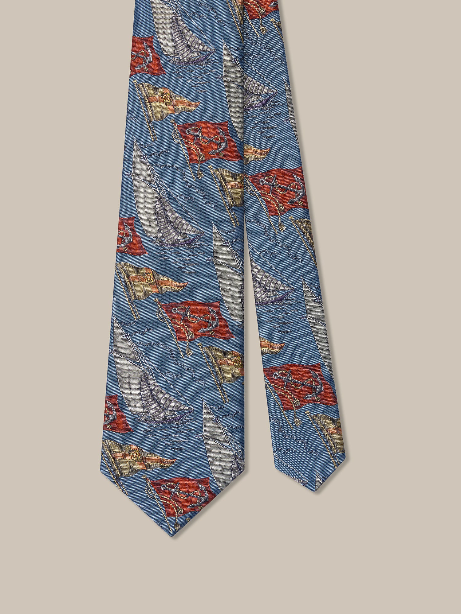 Robert Talbott Boat Flags Best of Class Cravatta Blu seta