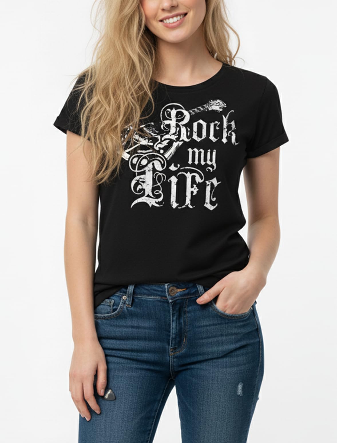 MAKAYA My Life T-Shirt Donna Nera M Cotone