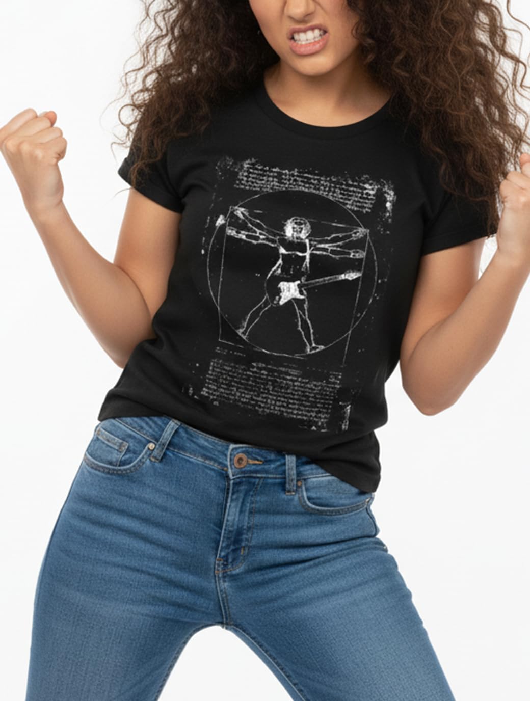 MAKAYA Da Vinci Rock Chitarra t-shirt donna cotone taglia L