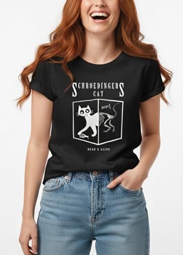 Makaya T-Shirt Donna Gatto Schrodinger Nera M