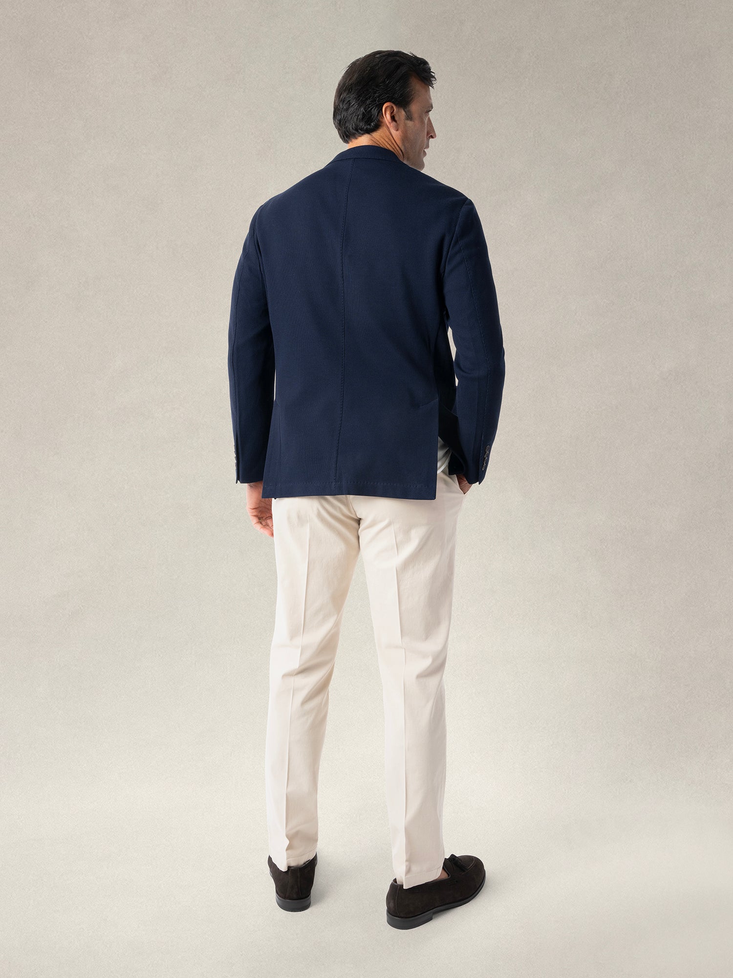 Robert Talbott Wright Knit Blazer giacca cotone navy 46