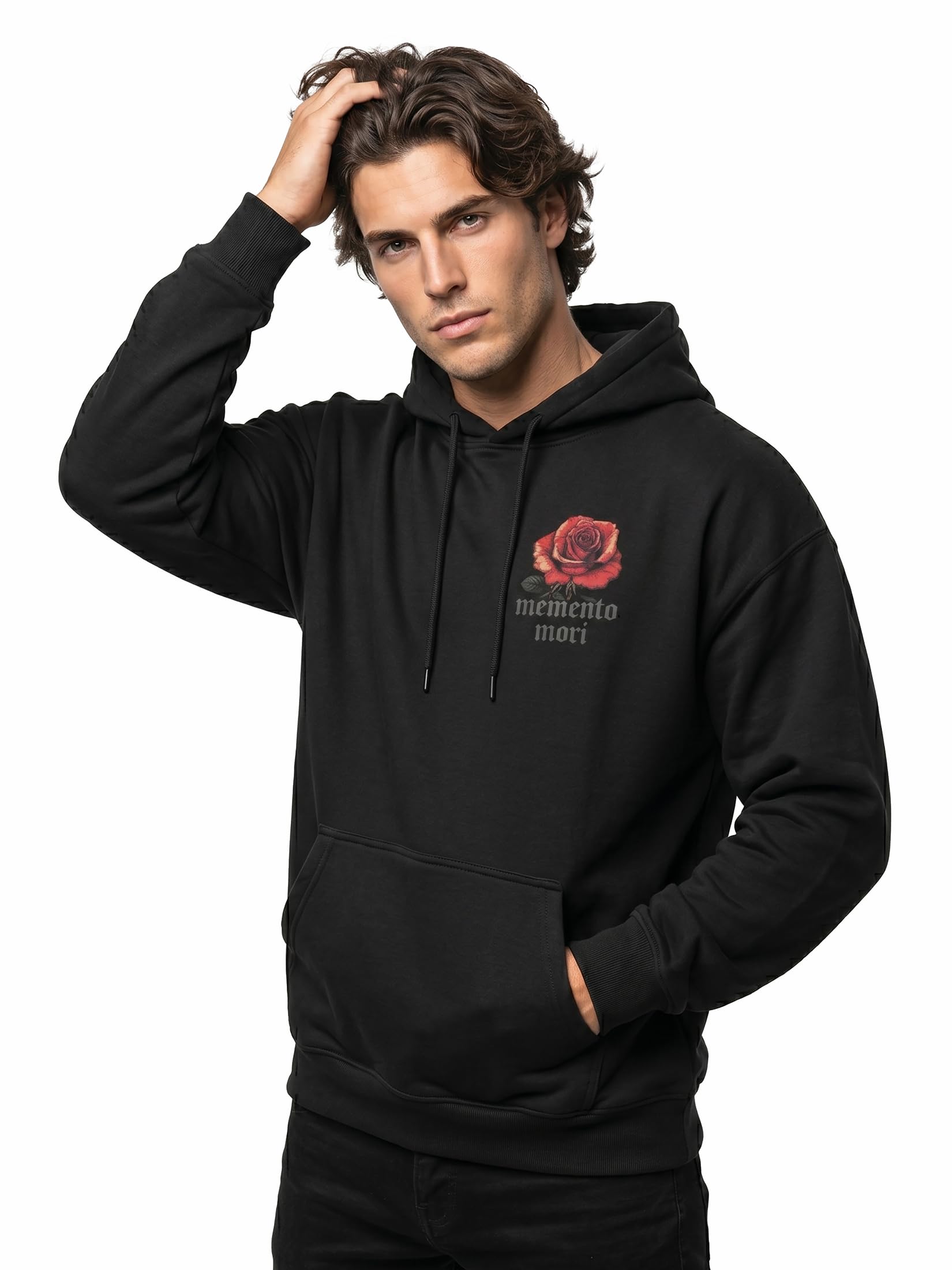 MAKAYA Felpa con Cappuccio Uomo Rose hoodie cotone XXL