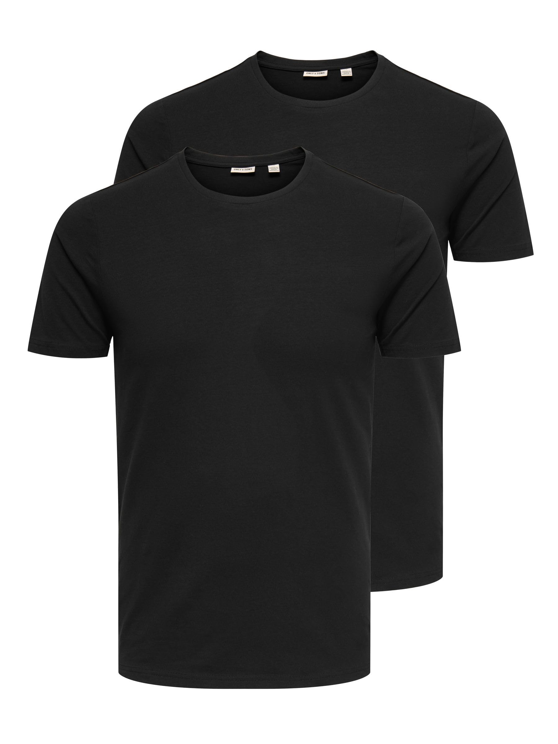 ONLY & SONS ONSBASIC 2-Pack T-Shirt Uomo Nero XS 2 Pezzi