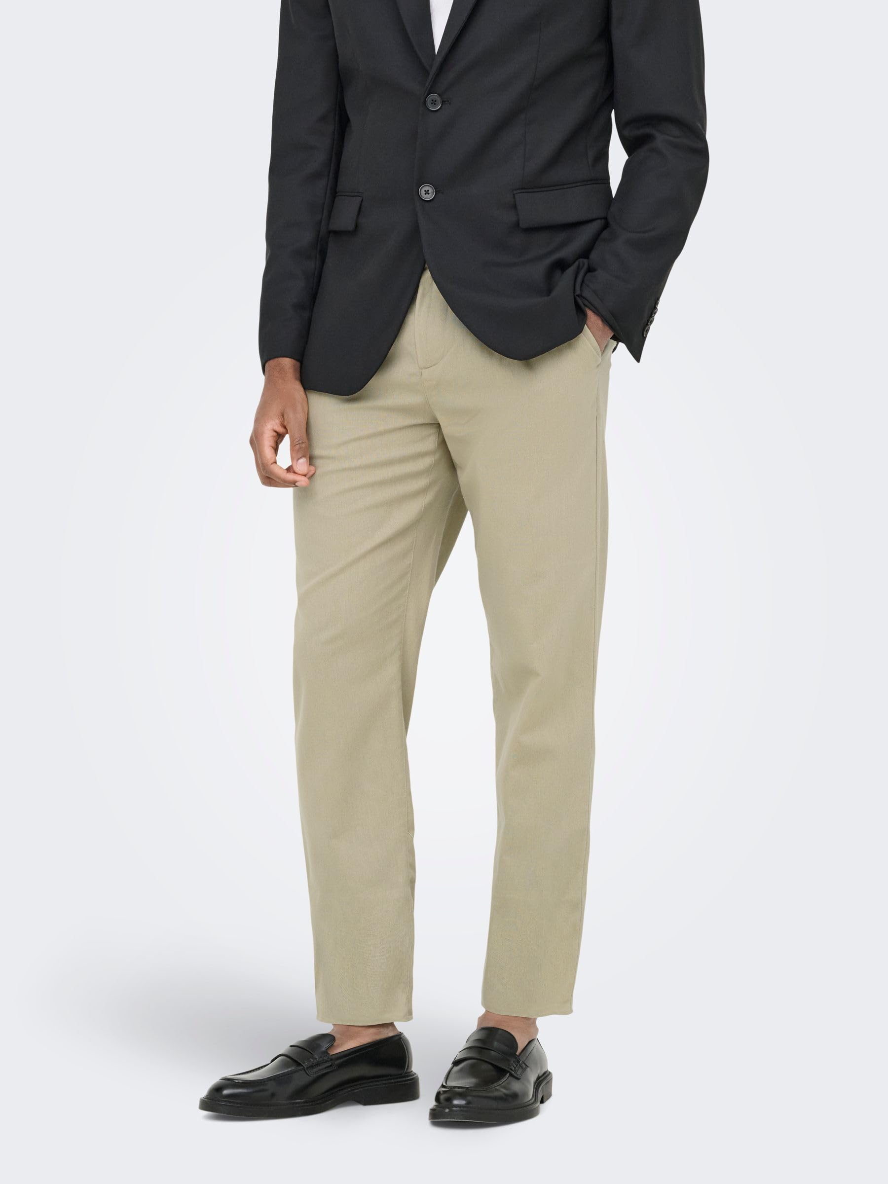 Only & Sons pantaloni uomo lino 30W/32L vita elastica